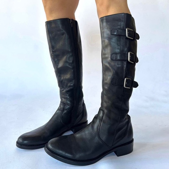 Harness Boots Knee High Leather Motorcycle - Picture 1 of 6
